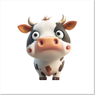 Cow Farm Cute Adorable Humorous Illustration Posters and Art